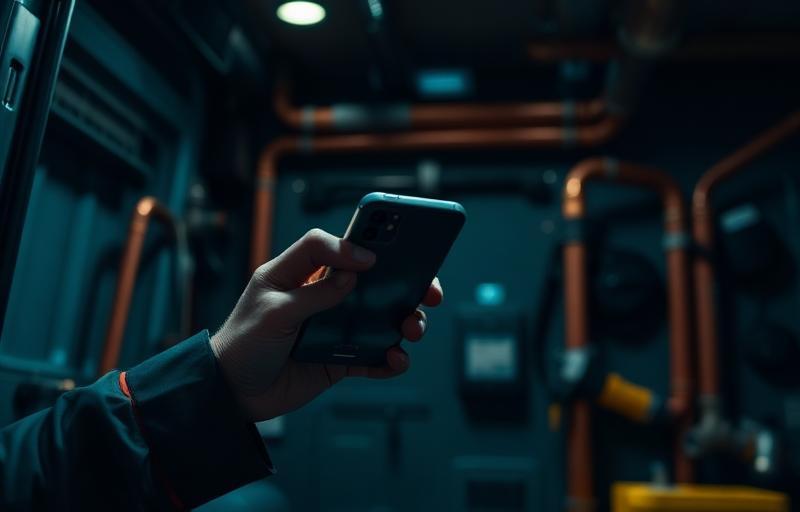 Tecnico Iantorno risponde al telefono nel furgone attrezzato